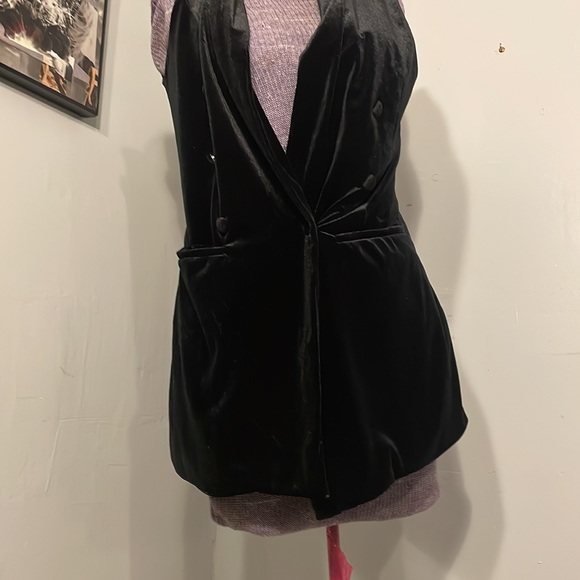 Black Shimmer Velvet Vest, Layered Tunic Shrug Look, size medium - Picture 5 of 7